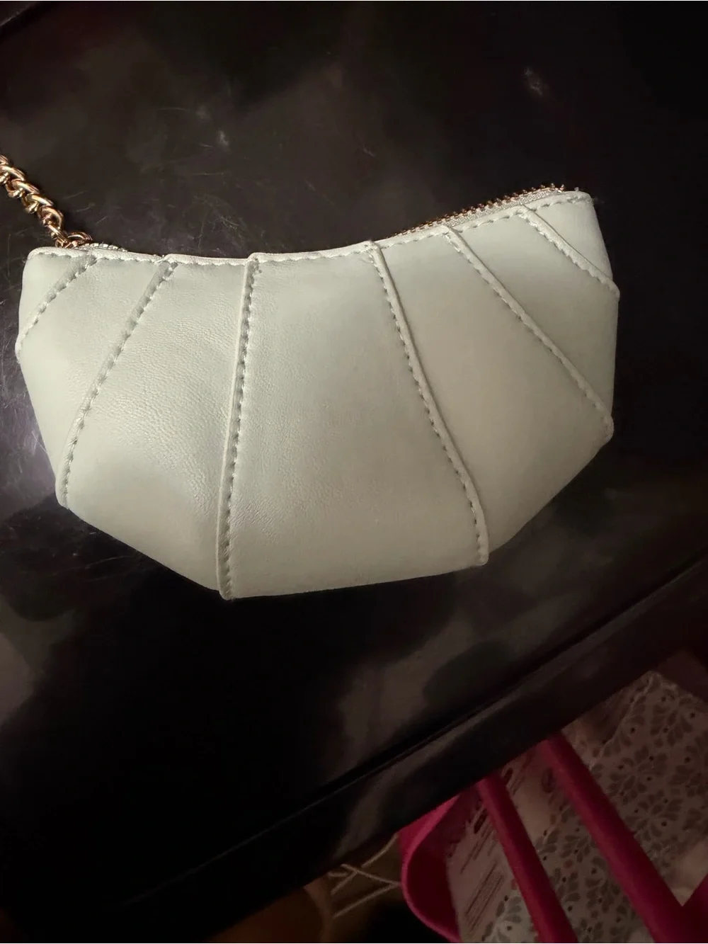 a new day Quilted Crescent Mini Bag in Sage Green with Gold Chain